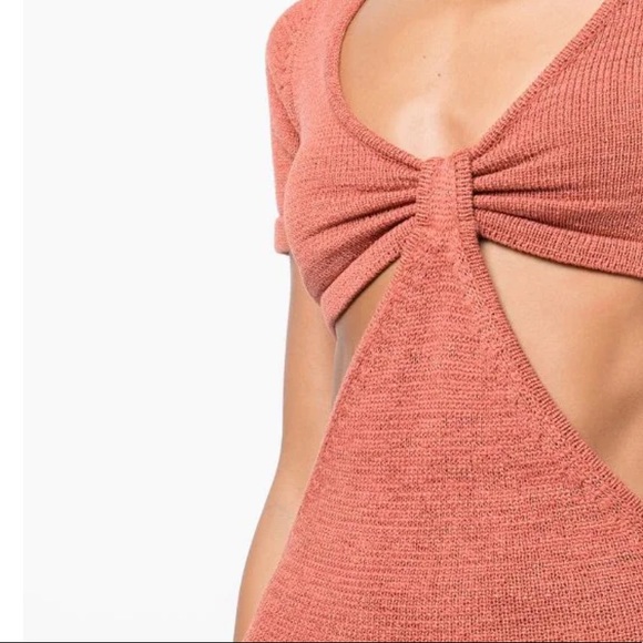 Cult Gaia Orange Billie Knit Side Cutout Short Casual Dress - Picture 13 of 16